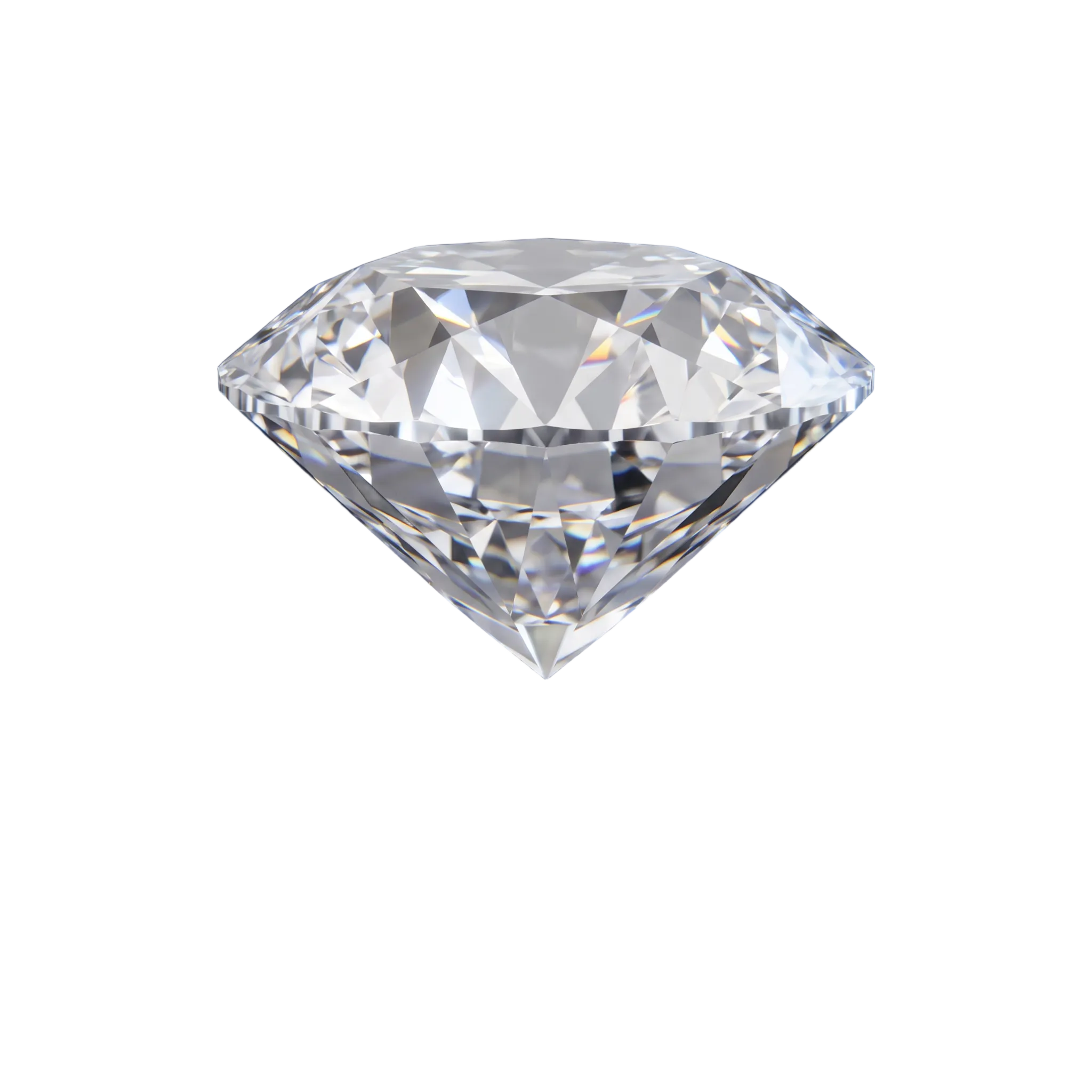 A round brilliant-cut diamond seen from the side: crown, girdle and pavilion.