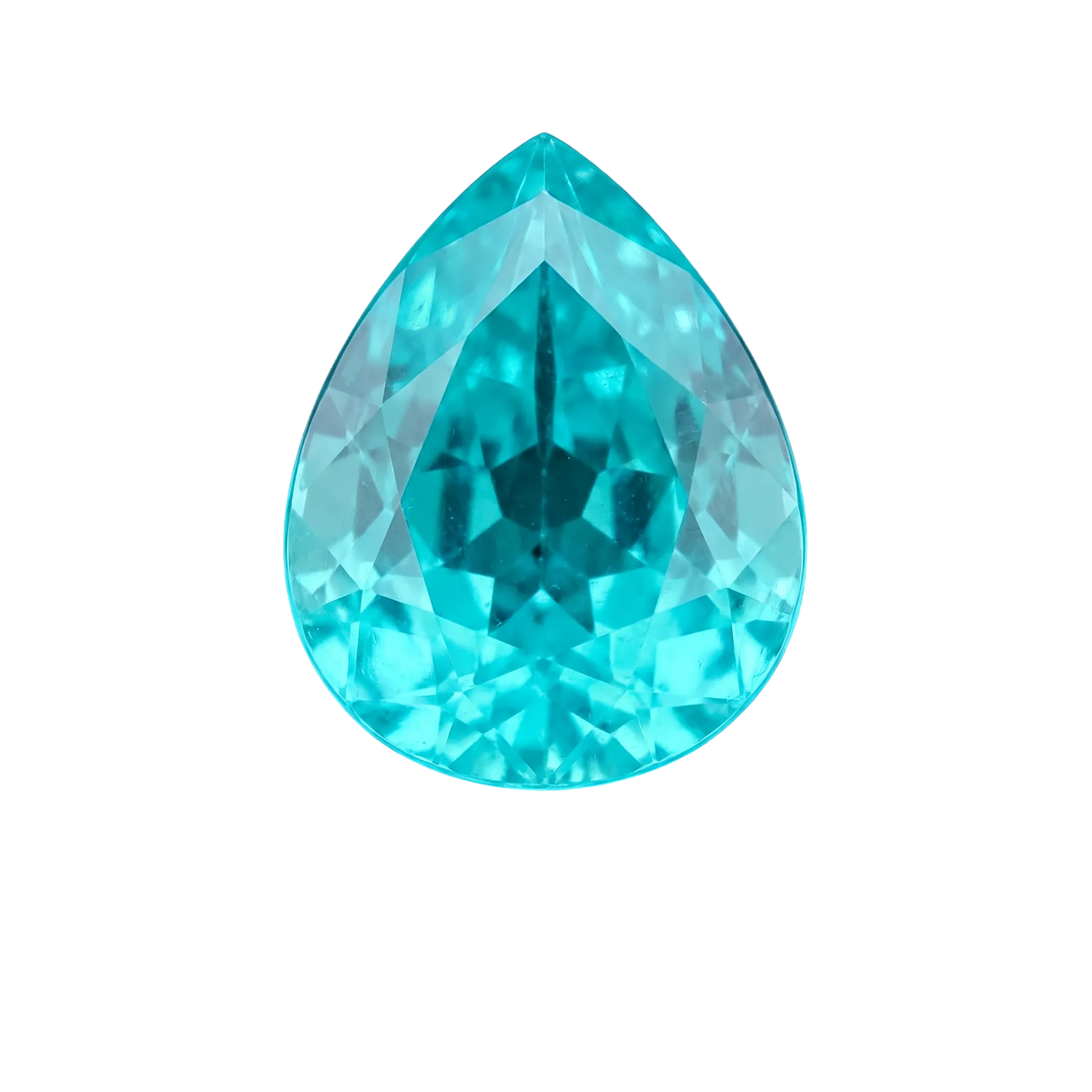 A pear-shaped neon blue-green Paraíba tourmaline.