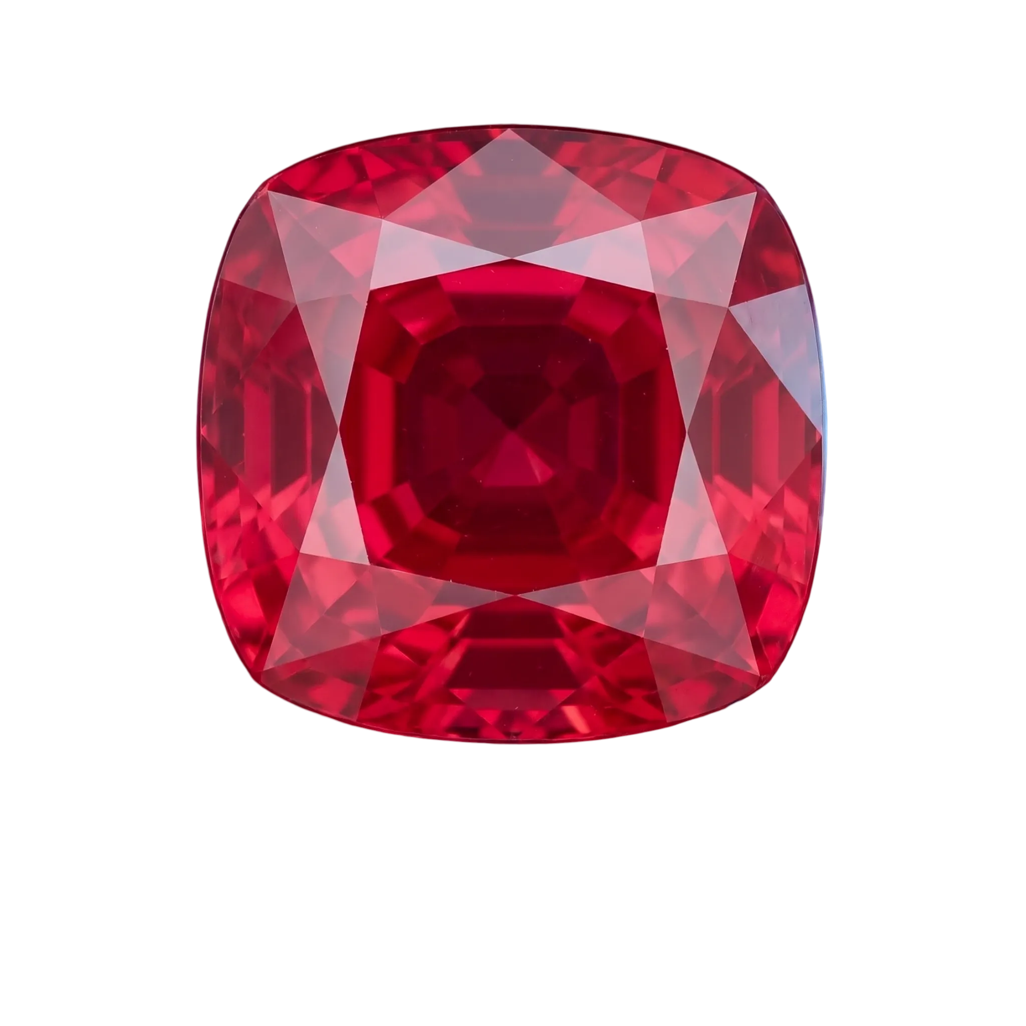 A cushion-cut red ruby.
